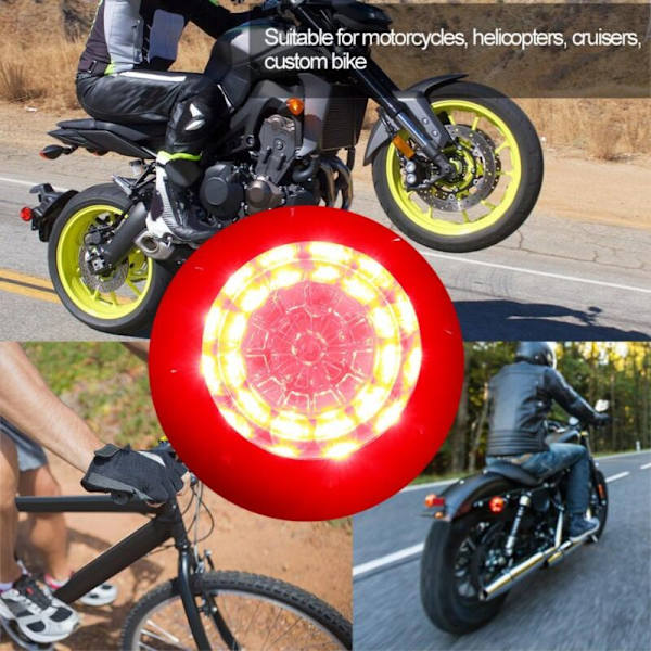 2 st Universal Motorcykel LED Broms Blinkersljus för Cruiser Chopper Indikatorljus (Svart)