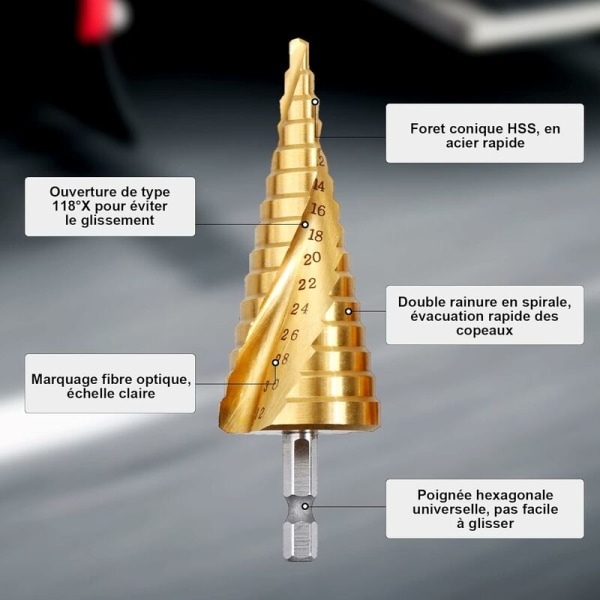 3PCS försänkningsborr, HSS rostfritt stål metall, 4-12/20/32mm, triangulär konisk titan, med sexkantigt skaft, för skruvmejselborrning på stål