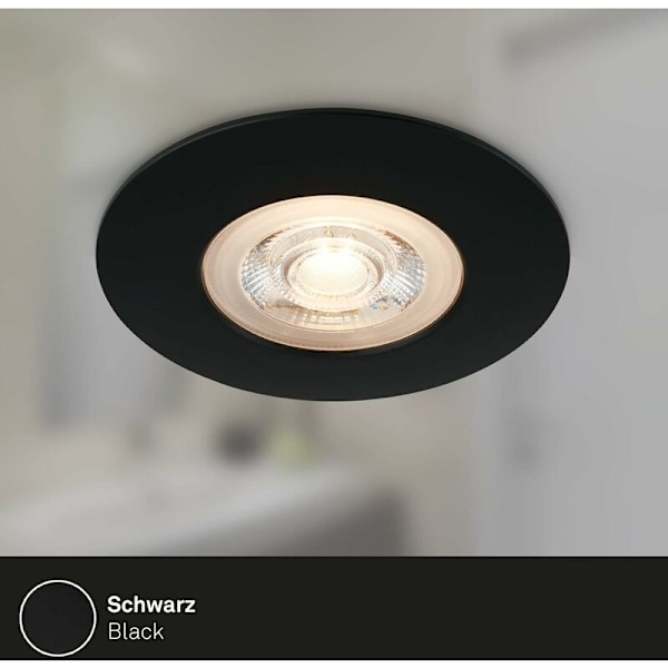 Sæt med 3 LED Indbyggede Loftlamper, Ultra-Tynde Indbyggede Lamper, Badeværelses Indbyggede Spotlights, IP65 Badeværelses Indbyggede Spotlights, Mat Sort, 90x2