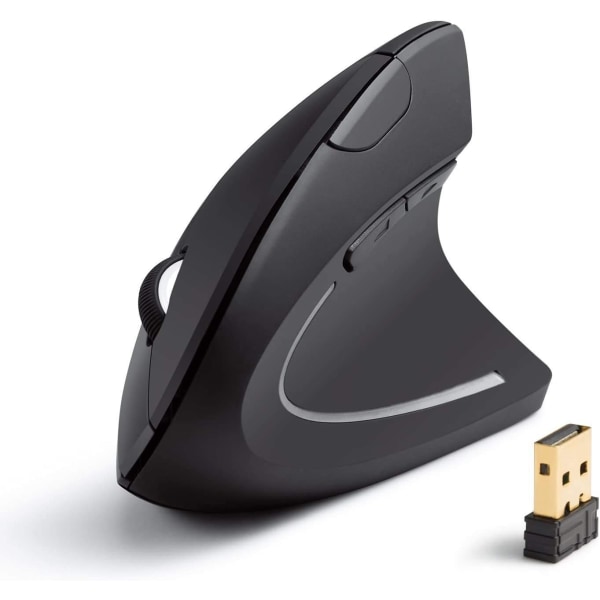 Trådlös vertikal ergonomisk optisk mus för bärbara datorer, stationära datorer, svart