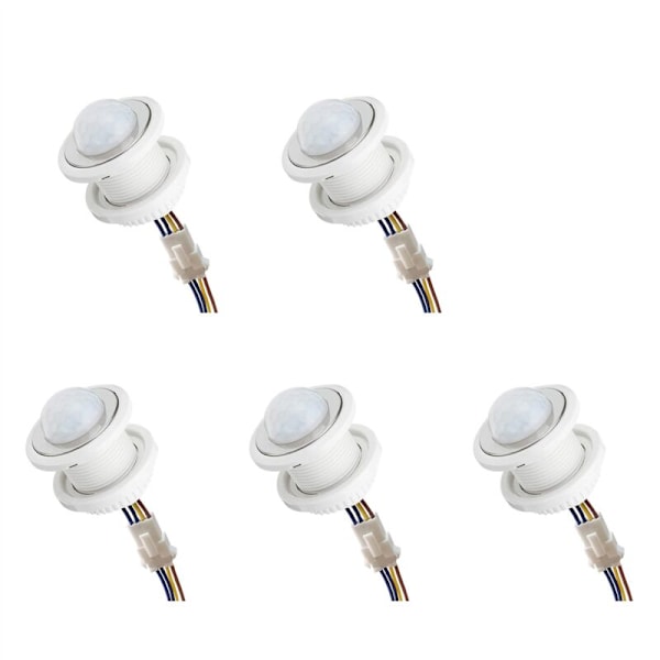 5X Mini Rörelsesensor Ljusströmbrytare 110-220V PIR Intelligent Detektion Justerbar Tidfördröjning Infraröd Induktionssensor