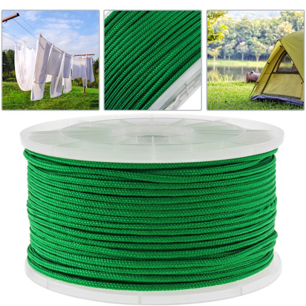 Flätad rep i flera trådar PP 100 m x 3 mm grön