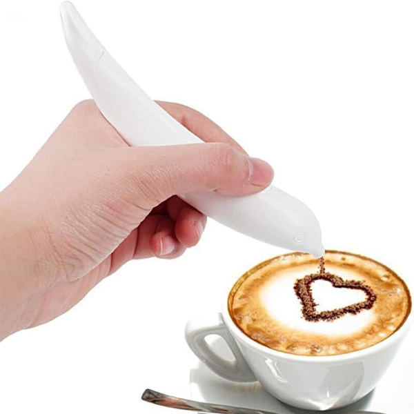 Elektrisk Latte Art Pen for Kaffe Kake Krydder Pen Kake Dekorering Pen Kaffe Utskårings Pen Baking Konditorverktøy Gul