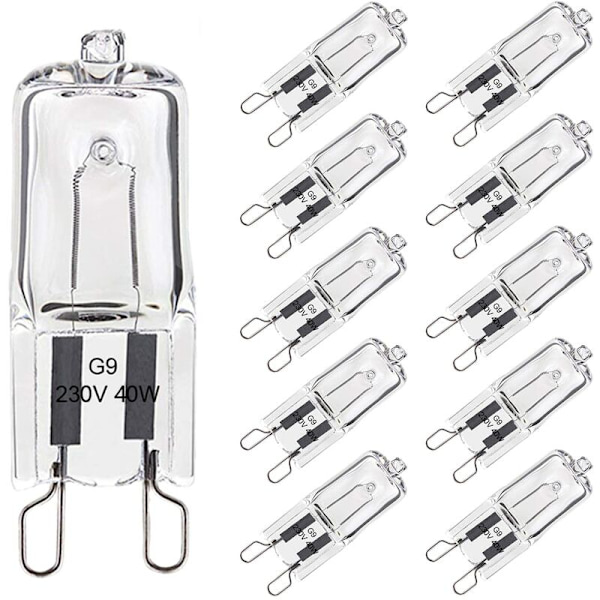 G9 40W Ovn Pære, 300°C Tolerant, Varmt Hvid Dæmpbar G9 Halogen Pære, G9 Filament Kapselpærer 480LM 230V Pakke med 10