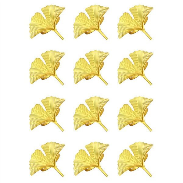 12 stk Serviettringer, Ginkgo Blad Serviettspenne Bryllup eller Thanksgiving Borddekorasjon