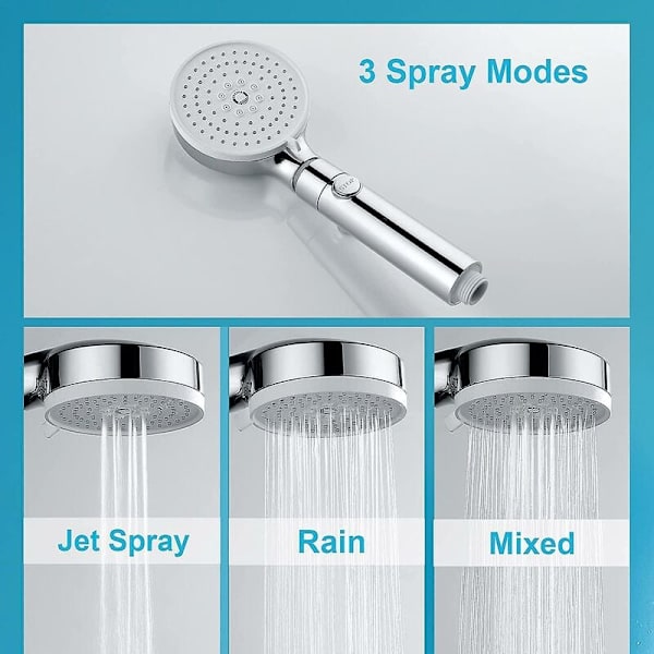 Højtryks Bruseshower, 3-Jets Bruseshower, Kalkbeskyttende Bruseshower, Håndbruser med Afbryder, Vandbesparende Bruseshower, Universal Badeværelsesbruser