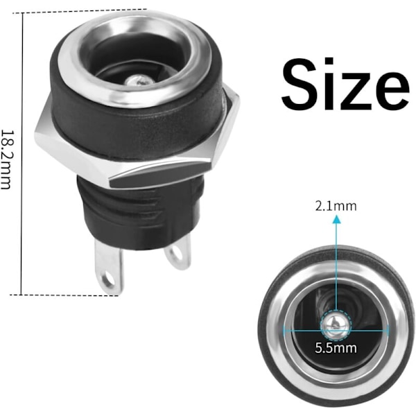 4 kpl 2-napainen DC-liitäntä 5,5 x 2,1 mm ontto liitäntä DC-virtalähteen liitäntä.