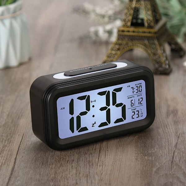 Smart Temperaturväckarklocka LED-display Kalender - Upplyst Digitalt Skrivbords Snooze Mini Elektronisk Väckarklocka-C