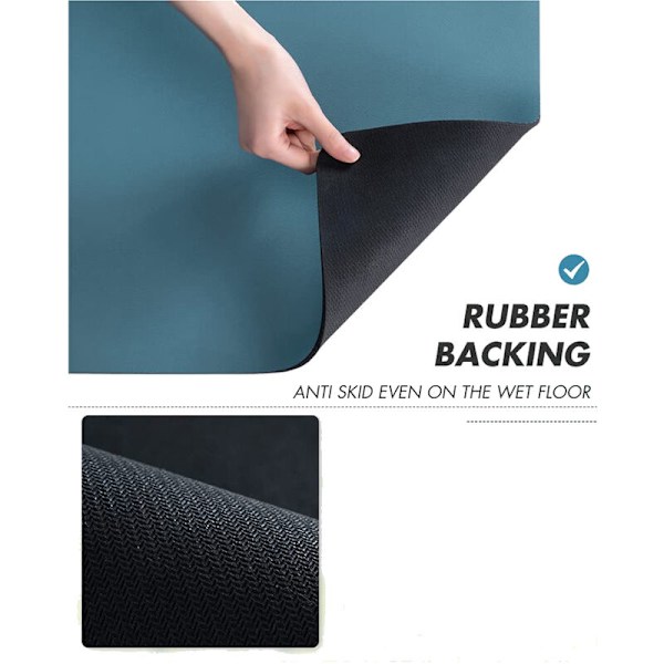 Kaffeunderlag Absorberende Gummimåtte med Gummibagside til Køkkenbord, Kaffe Bar Tilbehør Blå 30 x 40 cm
