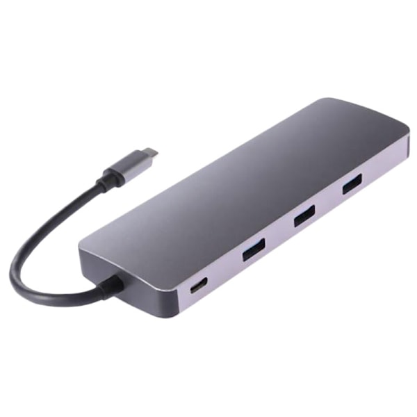Type-C Hub 9-in-1 USB-C - 4K PD VGA 3xUSB3.0 TF-kortti RJ45 LAN-sovitin kaapeli