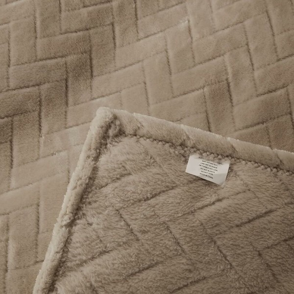 Mjuk plyschfilt, Queen size sofffilt, Mjuk fluffig soffdekorfilt - Mysig och lätt, Beige, 127 x 152 cm