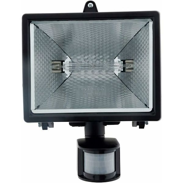 400W sort halogen projektør med detektor - IP44 CE