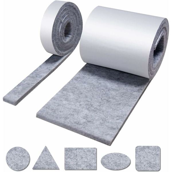 Möbelglidare, filtglidare, 2 rullar självhäftande filt (100 × 10 cm och 100 × 2 cm), stolsglidarplatta, glidglidare för möbler och din woo