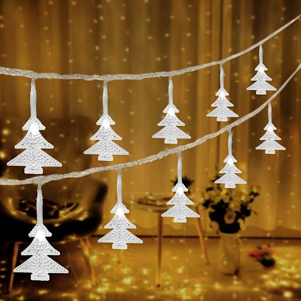 Stjärnformade ljusslingor, 6m 40 LED-ljusslingor, Jul LED-ljusslingor, LED-gardinlampor, Inomhusljusslingor, Dekoration för jul (Vit)