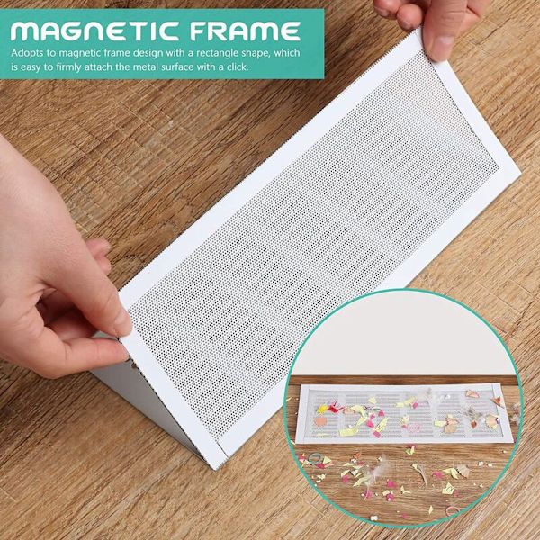 6 Pak Gulvblæserdæksel Rektangulært Blæserdæksel PVC Magnetisk Ventilation Mesh (Hvid, 10.16 x 25cm) - DENUOTOP
