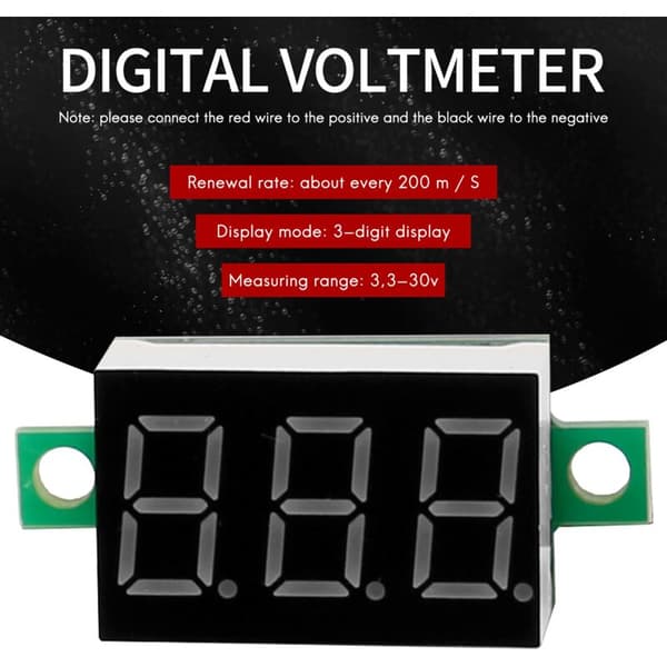 Digital Voltmeter Spenning DC 317V/330V LED Digital Bilpanelmåler