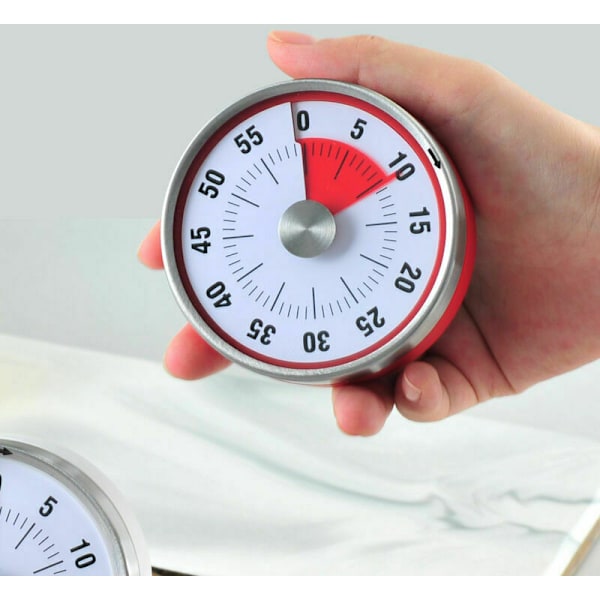 Runde 60-minutters visuelle timer, 7,7 cm, for barn med autisme, kjøkken, lærere, klasserom, møter for barn og voksne (Rød)-D