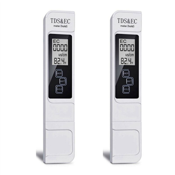 2X Digital TDS EC Meter 0-9999 PPM Kvalitets Tester Rækkevidde Måling Temperatur Renhed
