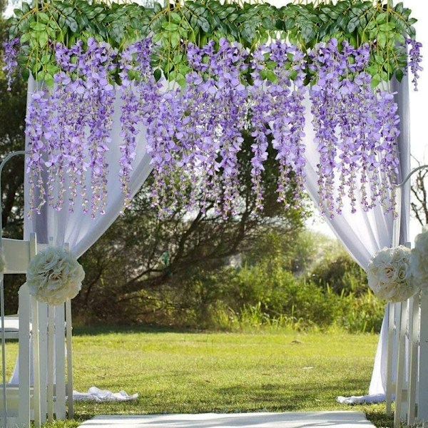24 kpl/setti 3,6 jalkaa/kpl Tekokukat Teko-Wisteria-Rypäle Riippuva Kranssi Kotiin Puutarhaan Juhliin Hääkoristeluun Simulaatiokukka (24, Violetti)