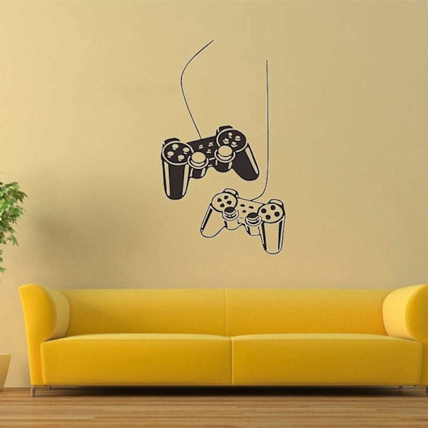 Speltillbehör - Väggdekaler för pojkens rum - \"Dual Gamepad\" - Väggdekoration för lekrum - 57 x 100 cm