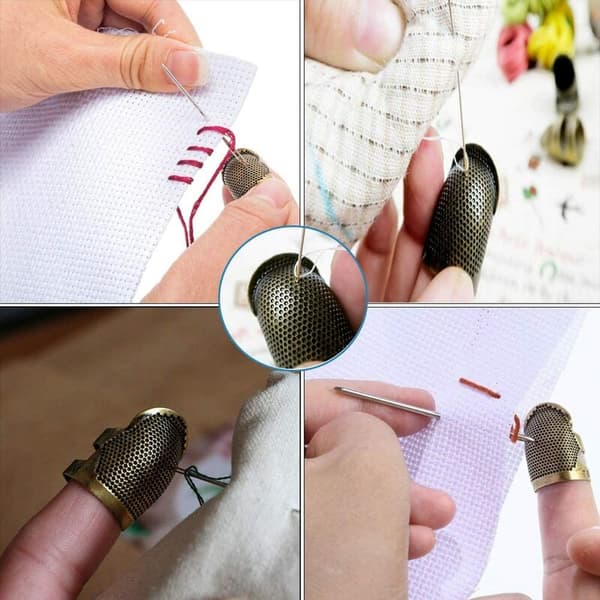 6 st fingerprotector, justerbart metallfingerskydd för broderisömnad