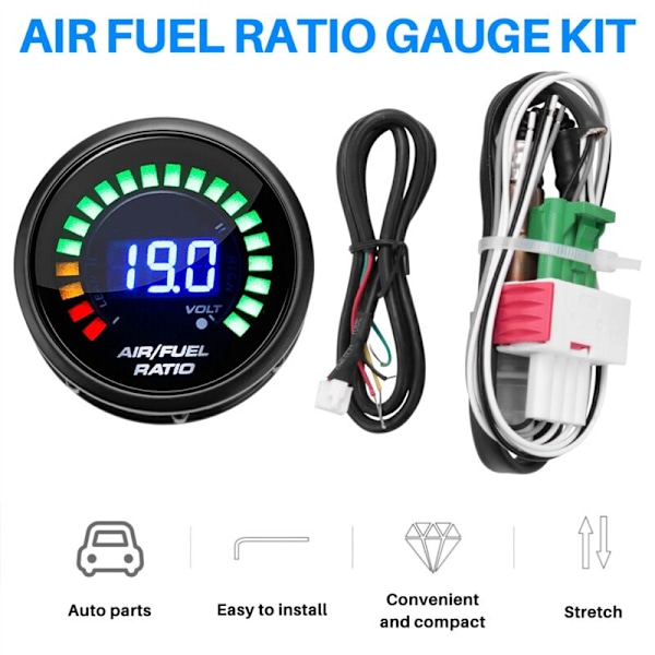 52Mm LED Digital Air Fuel Ratio Gauge Display with Car Narrowband O2 Oxygen Sensor for Racing 12V