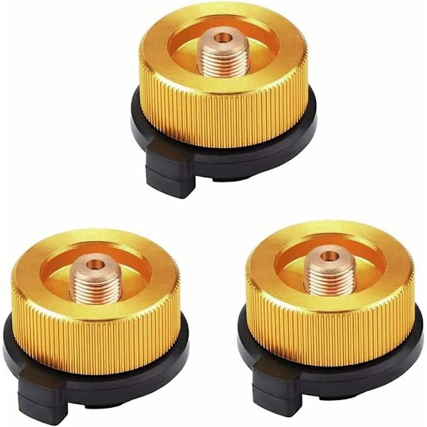 3-pack Gasflaska Adapter, Gasomvandlare Överföringsmunstycke Koppling för Spisbrännare Campingspis Skruv-in Butangasbehållare