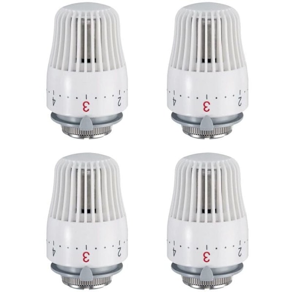 Termostathode, sett med 4 termostathoder, erstatningshode for M30 x 1,5 radiatorventil, termostatisk radiatorventil
