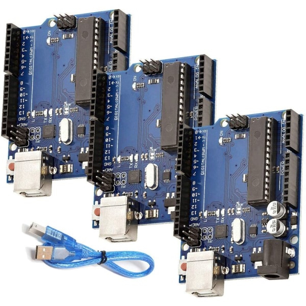 3 x mikrokontrollerkort med ATmega328P ATmega16U2 inklusive e-bok