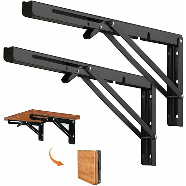 2 kappaletta taittuva hyllynkannatin 400mm, seinähylly, taittuvat kannattimet mikroaaltouunille, taitettava teräskonsolikannatin, 80 kg:n kantavuus, 80 kg:n kantavuus