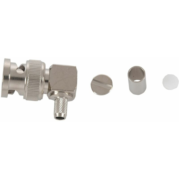 BNC-hane, höger vinkel, crimpkontakt för RG58 RG400 RFC195 RF-koaxialadapterkontakt, silver