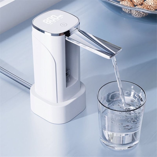 Automatisk strömbrytare hopfälld drickspump USB automatisk elektrisk dricksflaskpump hemdispensering vit
