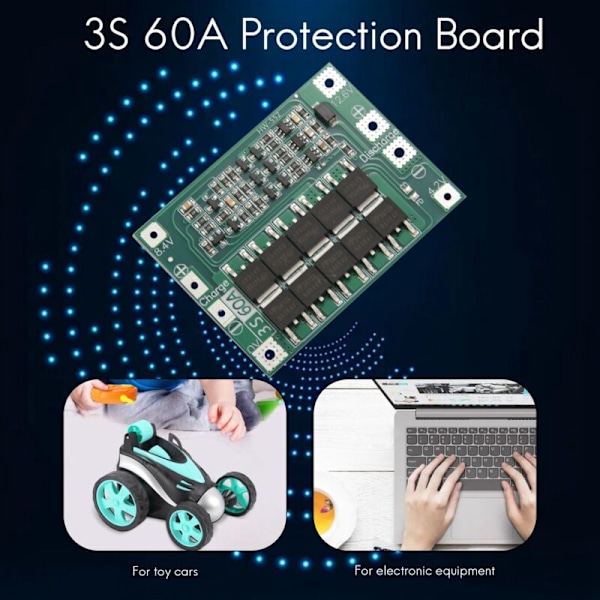 2X 3S 60A BMS 11.1V 12.6V 18650 Li-Ion Litiumbatteriskyddskort Uppgraderad