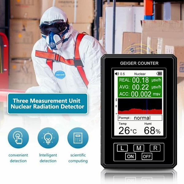 Ny XR1-Pro Atomstråling Detektor Geiger Tæller X γ β Stråle Radioaktiv Tester Thermohygrometer EMF Meter Sort