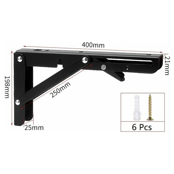 2 kappaletta taittuva hyllynkannatin 400mm, seinähylly, taittuvat kannattimet mikroaaltouunille, taitettava teräskonsolikannatin, 80 kg:n kantavuus, 80 kg:n kantavuus