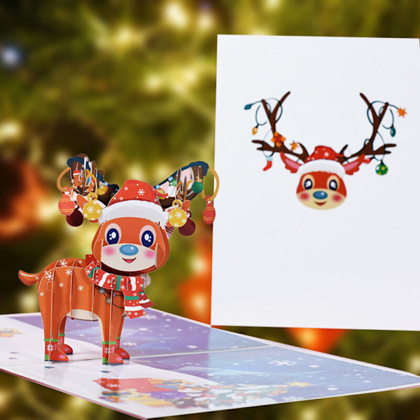 God Jul Håndlaget Pop Up Kort, 3D Håndlaget Pop Up Hilsener Kort til Jul, Pop Up Julekort