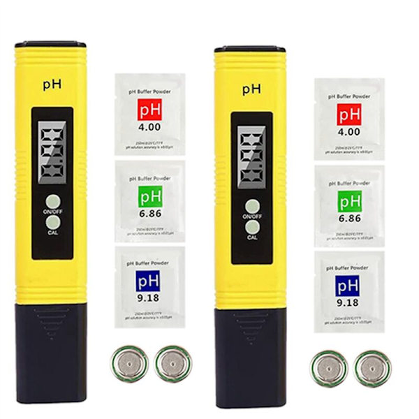 2x Digital pH-mätare Tester 0,01 pH Kvalitetstest L' för Kök, Akvarium, Pool, Laboratorium
