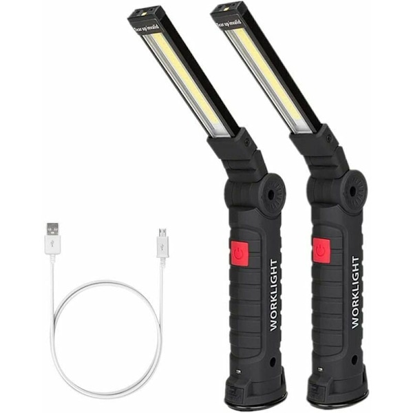 LED arbeidslys, oppladbare COB arbeidslys med magnetisk base, 360 graders rotasjon og 5 moduser lommelykt inspeksjonslampe for bilreparasjon, hjemmebruk