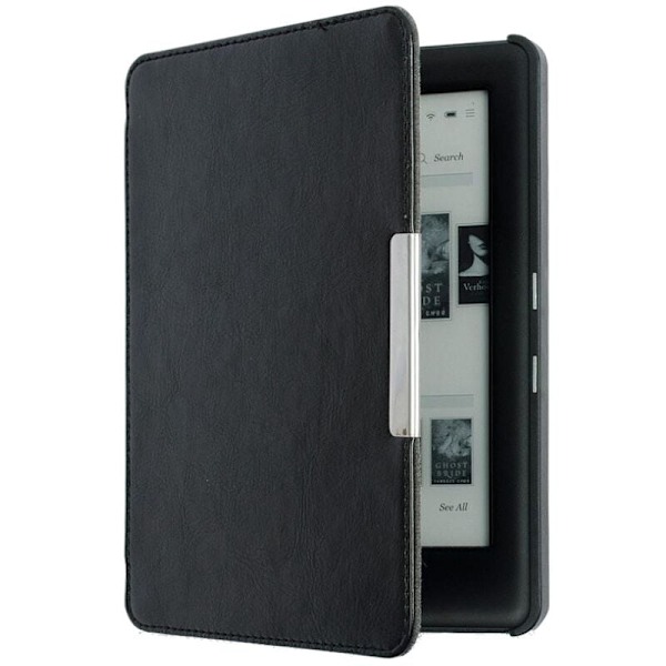 Tabletholder i skinn for E-bokleser Ultra-tynn magnetisk skinnomslag Automatisk magnetisk hardt skall for GLO HD 6,0 tommers E-bokleser (Svart)