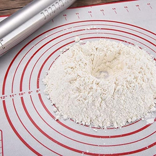 Set med 2 Non-Stick Silikonbakningsmattor med mått, Perfekt för Pizza, Kakor, Brödbakning