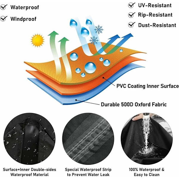Stable Stakbare Have-Stolbetræk 70x 70x 85/125cm, 420D Oxford Vandafvisende Udendørs Stolbetræk, Husbeskyttelse Have-Stol, Have-Stolbetræk, Nero-D