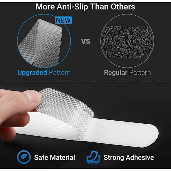 16 stykker anti-slip klistermærker til brusebad, badeværelsessikkerhedsstrimler, transparente selvklæbende anti-slip strimler, klistermærker til badekar og brusere