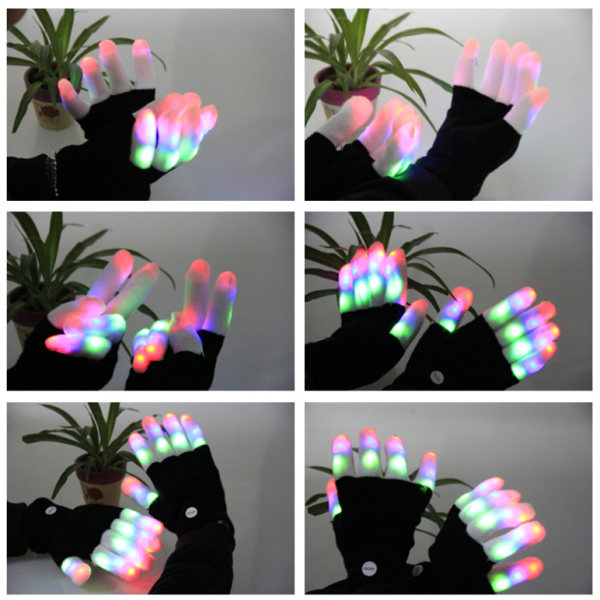 LED Rave Gloves Light Finger Glitter Gloves Unisex Pari
