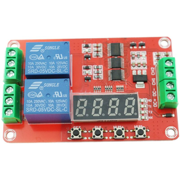 2-vägs elektromagnetisk relämodul 5V fördröjning/självspärrning/cykel/timing PLC-kontrolltidsrelämodul