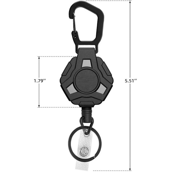 4 stk. Heavy Duty Retractable Nøgleringe, Retractable Badge Reels, Badge Holder med Karabinhage, Belagt Stålsnor 31,8 Tommer