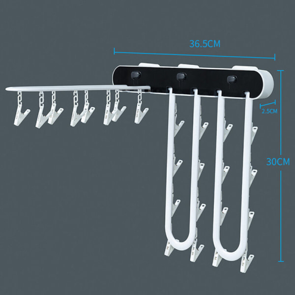 Plastik Multi-Clip Foldbar Hanger Børnesokker Ophængningsstativ Husholdning Vindtæt Tørrestativ Hvid + Grå