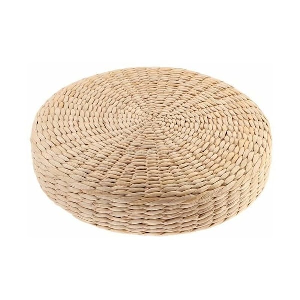 Rustik Halm Gulvpudde - Meditationssæde - Pouf - Boghvede - Til Hjemmeindretning 40X40X6cm-12 Tommer behagelig og holdbar--