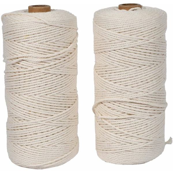 2 rullar 2 mm 200 meter för packning DIY-hantverk, hållbart rep för kraftig trädgårdsskötsel