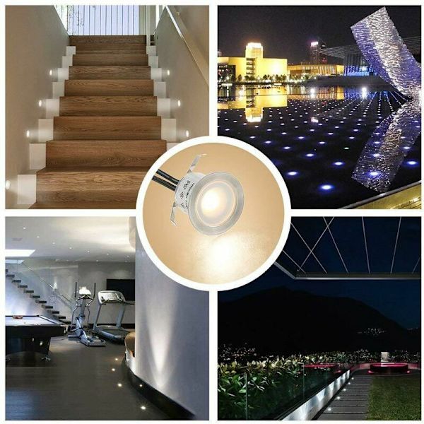10 kpl LED Uppoasen Spottivalaisimia, Portaiden Spottivalaisimet Terassivalaisimet Puutarhaan, Patioon, LED Portaiden Koristevalaisimet DC 12V Vedenkestävä IP67 (Lämmin Valkoinen)