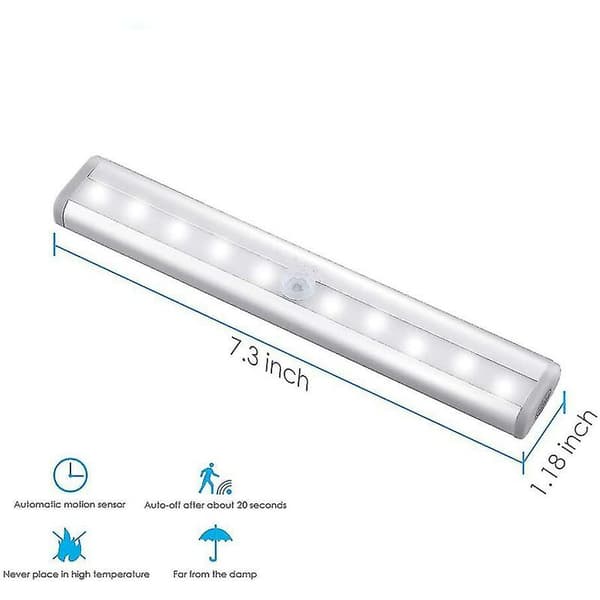 3-pak USB-oppladbart oppgradert 10 LED magnetisk bevegelsessensorlys